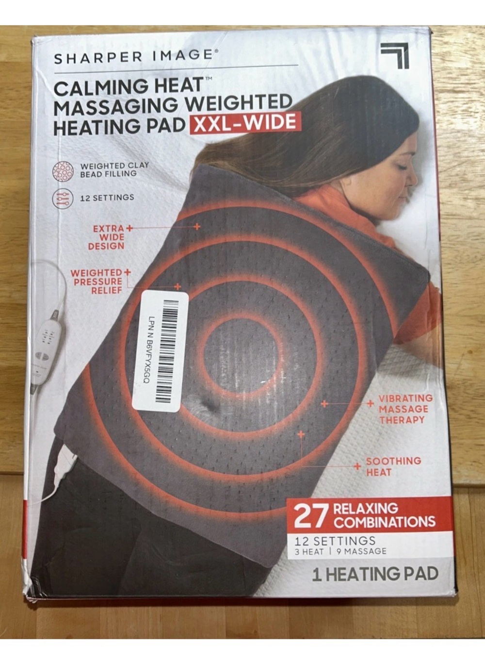 Sharper image calming heat massaging weighted heating pad XXL wide